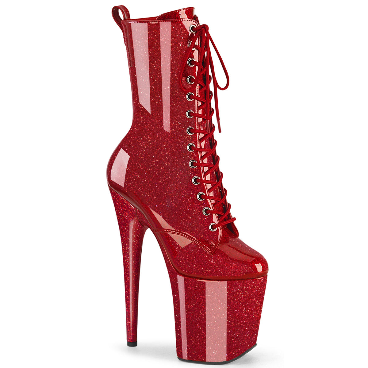 20CM/8inch Extreme High Heel Platform Mid Calf Boots, Glitter Lace-Up Stiletto Pole Dance Boots – Pole with me