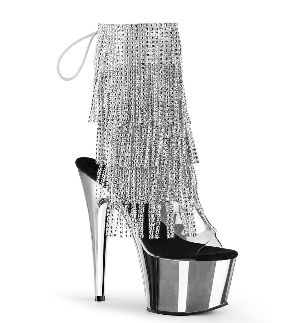 17CM/7inch High Heel chrome platform Sandals, Rhinestone Fringe Lace-Up Pole Dance Sandals for Stage & Club – Pole with me