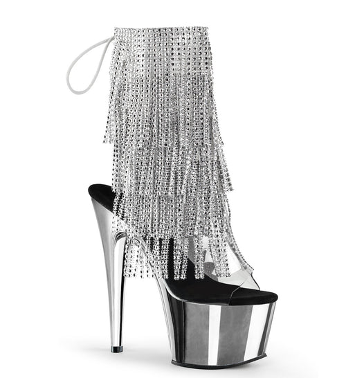 17CM/7inch High Heel chrome platform Sandals, Rhinestone Fringe Lace-Up Pole Dance Sandals for Stage & Club – Pole with me