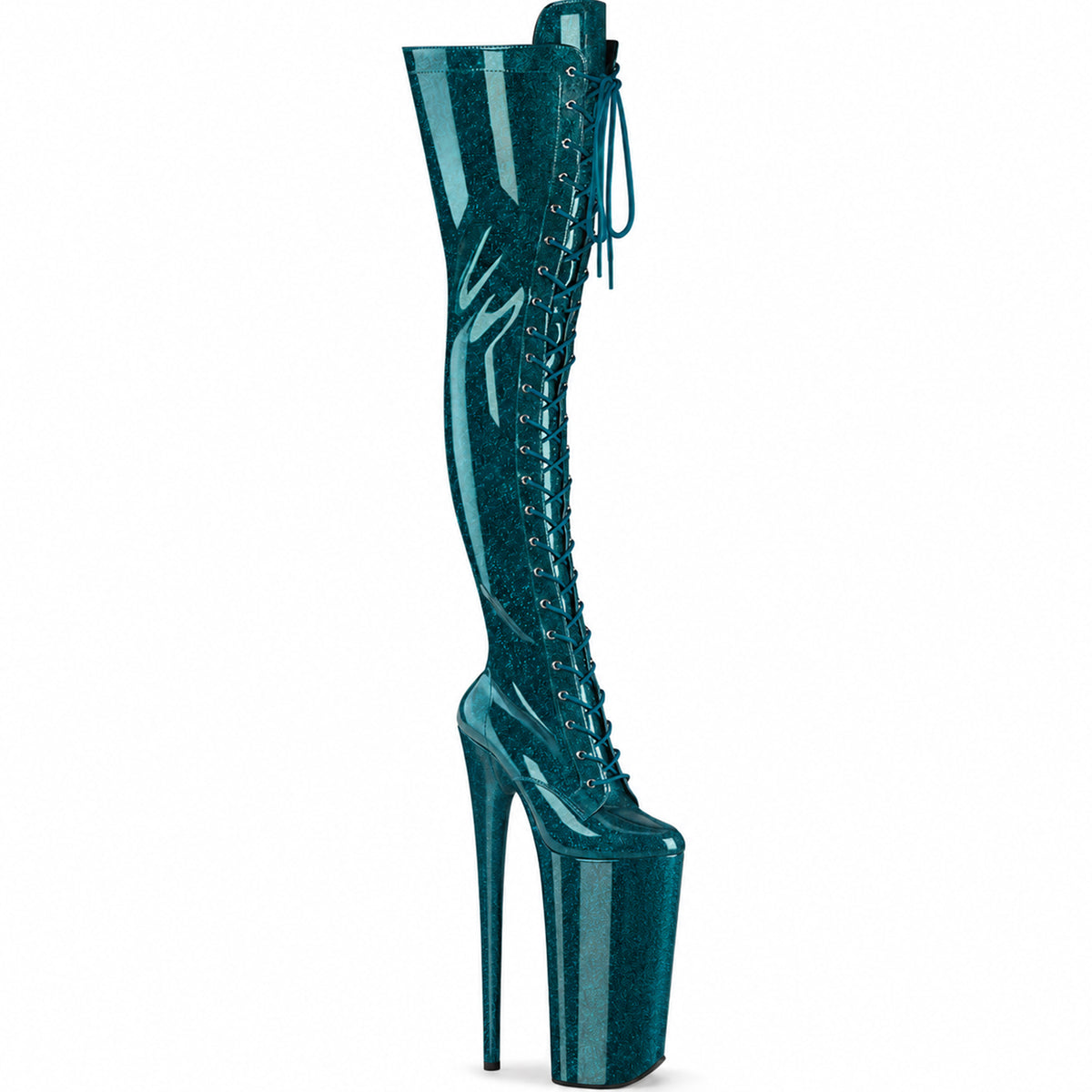 26CM/10inch Extreme High Heel Platform Thigh High Boots, Glitter Lace-Up Over The Knee Pole Dance Boots – Pole with me