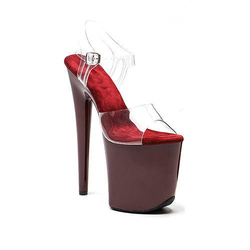 Polewithme 20cm/8-inch Platform High-Heel Sandals with Transparent PVC Upper and Patent Leather—Platform Heels Designed for Pole Dancing and Stage Performances
