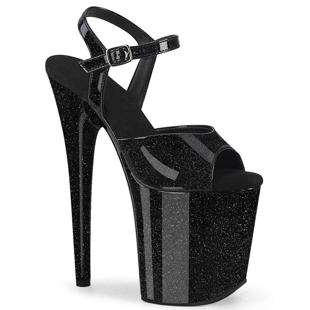 Polewithme 20cm /8inch platform high-heeled sandals, crafted from glossy glitter leather—designed specifically for pole dancing and stage performances.