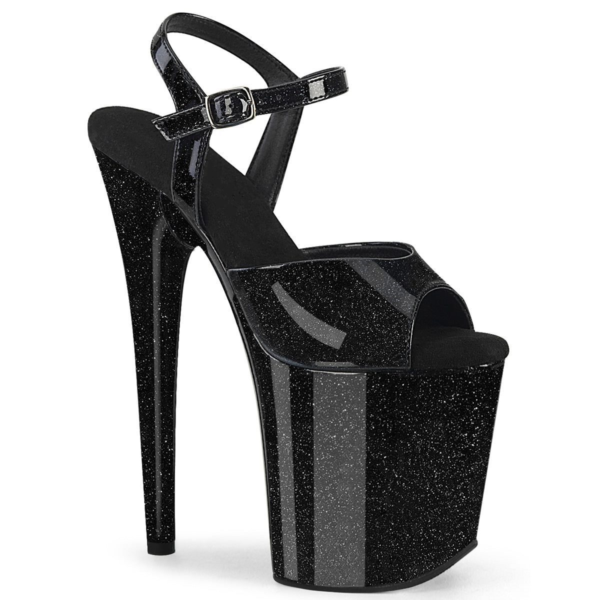 Polewithme 20cm /8inch platform high-heeled sandals, crafted from glossy glitter leather—designed specifically for pole dancing and stage performances.
