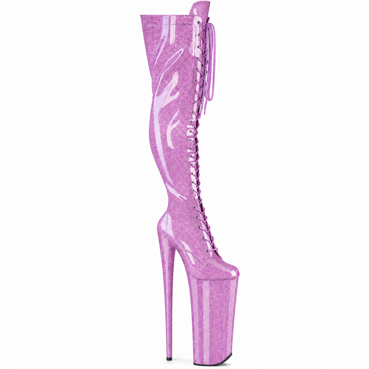 26CM/10inch Extreme High Heel Platform Thigh High Boots, Glitter Lace-Up Over The Knee Pole Dance Boots – Pole with me