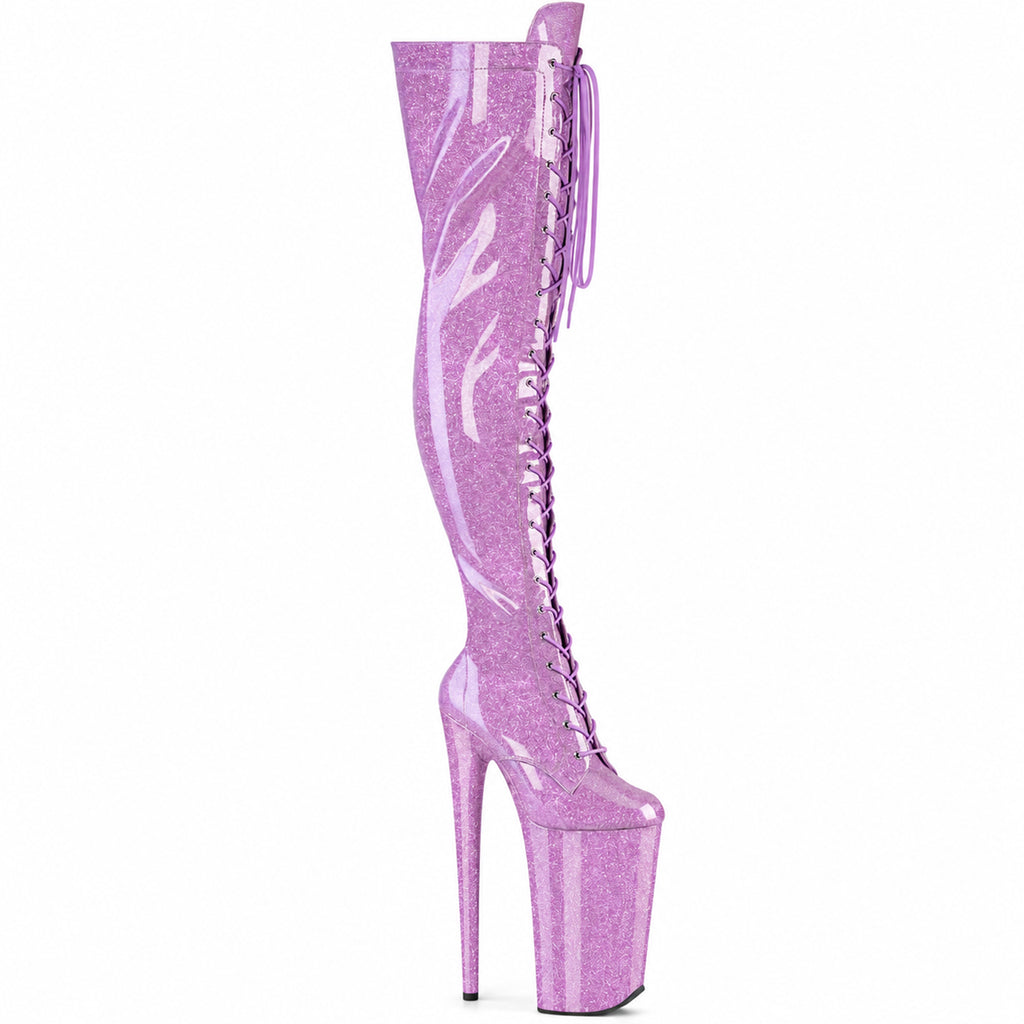 23CM/9inch Extreme High Heel Platform Thigh High Boots, Glitter Lace-Up Over The Knee Pole Dance Boots – Pole with me