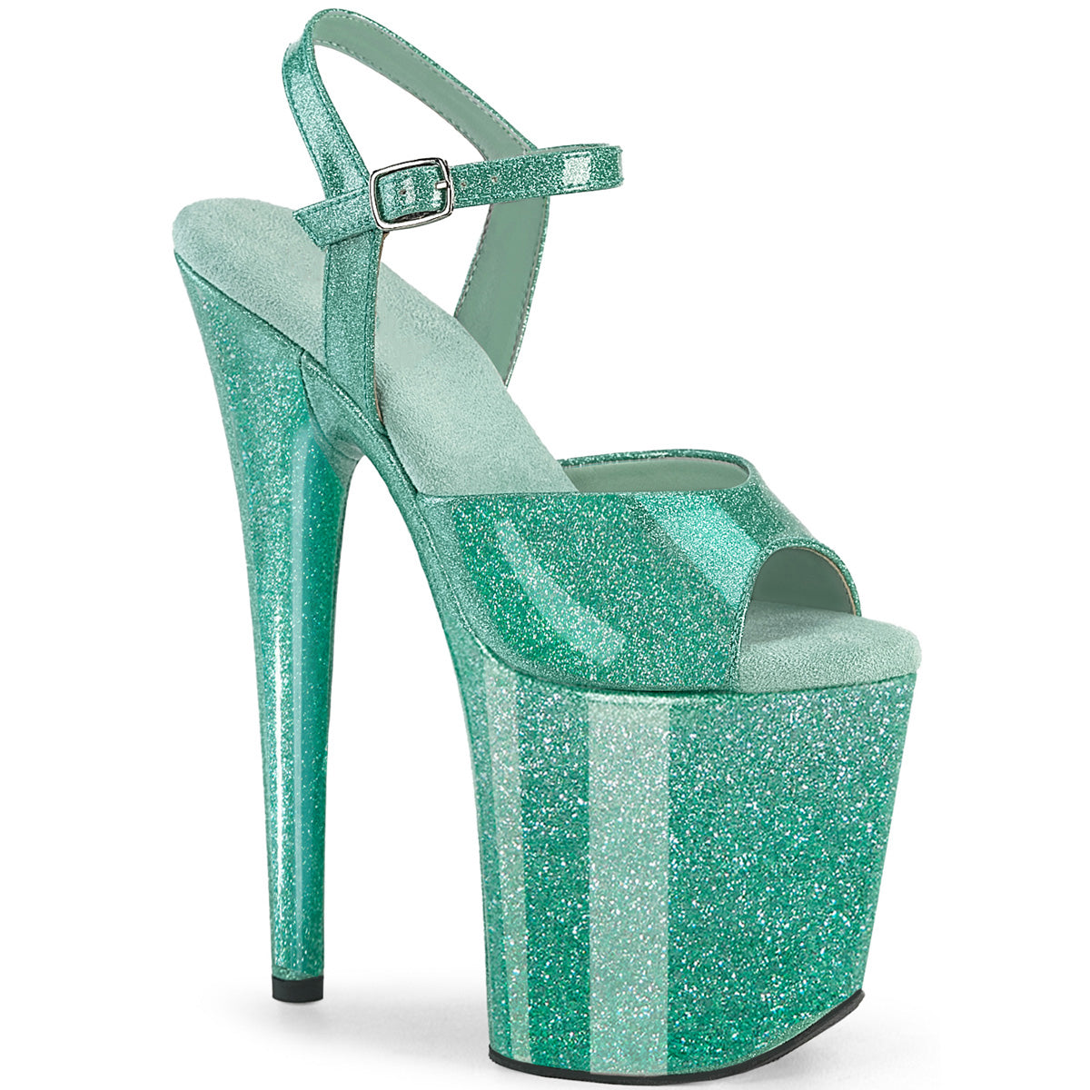 Polewithme 20cm /8inch platform high-heeled sandals, crafted from glossy glitter leather—designed specifically for pole dancing and stage performances.
