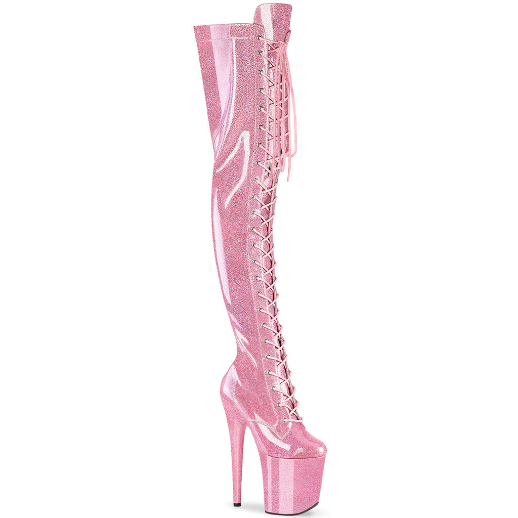 20CM/8inch Extreme High Heel Platform Thigh High Boots, Glitter Lace-Up Over The Knee Pole Dance Boots – Pole with me