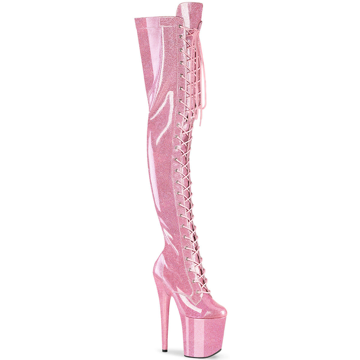 20CM/8inch Extreme High Heel Platform Thigh High Boots, Glitter Lace-Up Over The Knee Pole Dance Boots – Pole with me