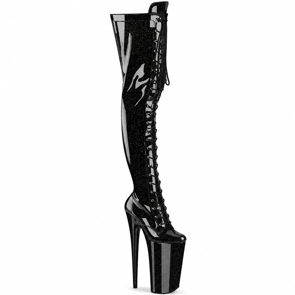 23CM/9inch Extreme High Heel Platform Thigh High Boots, Glitter Lace-Up Over The Knee Pole Dance Boots – Pole with me