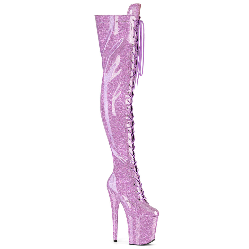 20CM/8inch Extreme High Heel Platform Thigh High Boots, Glitter Lace-Up Over The Knee Pole Dance Boots – Pole with me