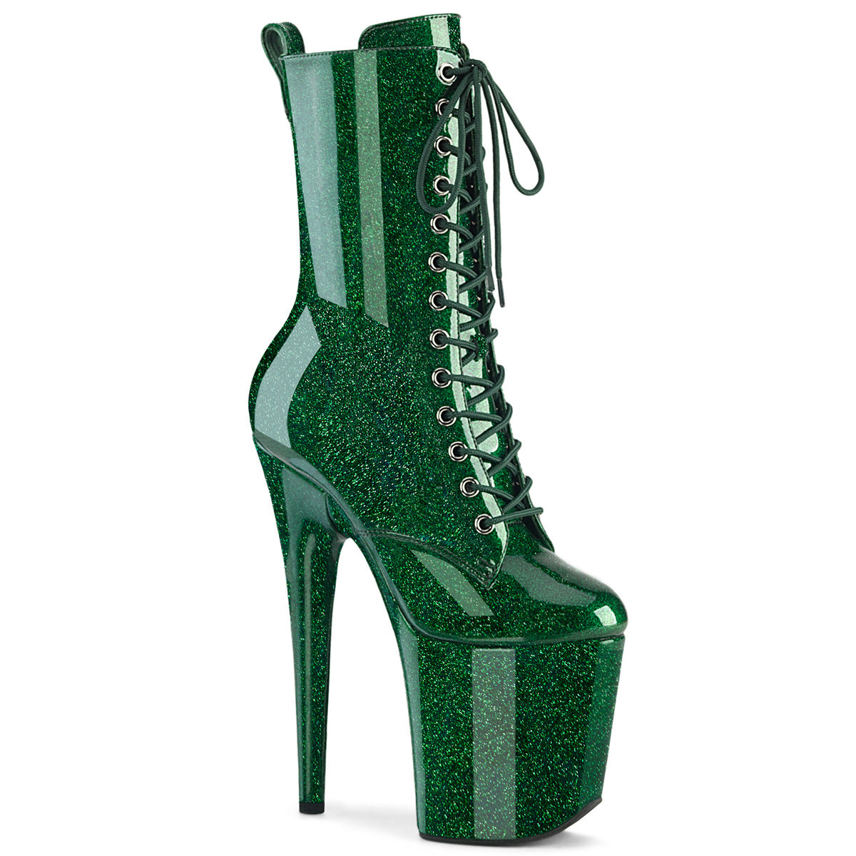 20CM/8inch Extreme High Heel Platform Mid Calf Boots, Glitter Lace-Up Stiletto Pole Dance Boots – Pole with me