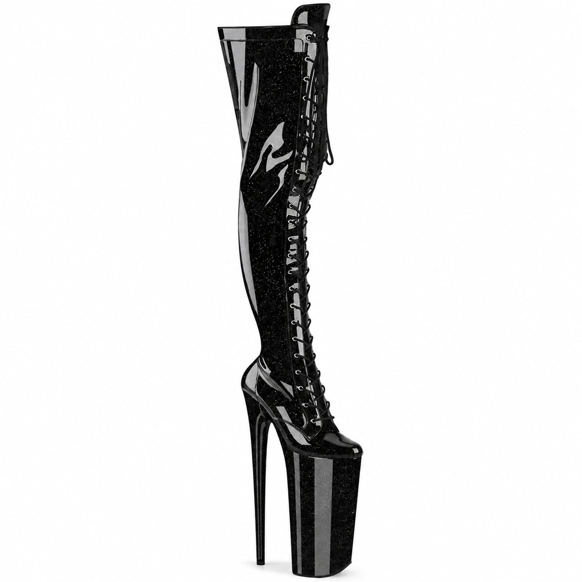 26CM/10inch Extreme High Heel Platform Thigh High Boots, Glitter Lace-Up Over The Knee Pole Dance Boots – Pole with me