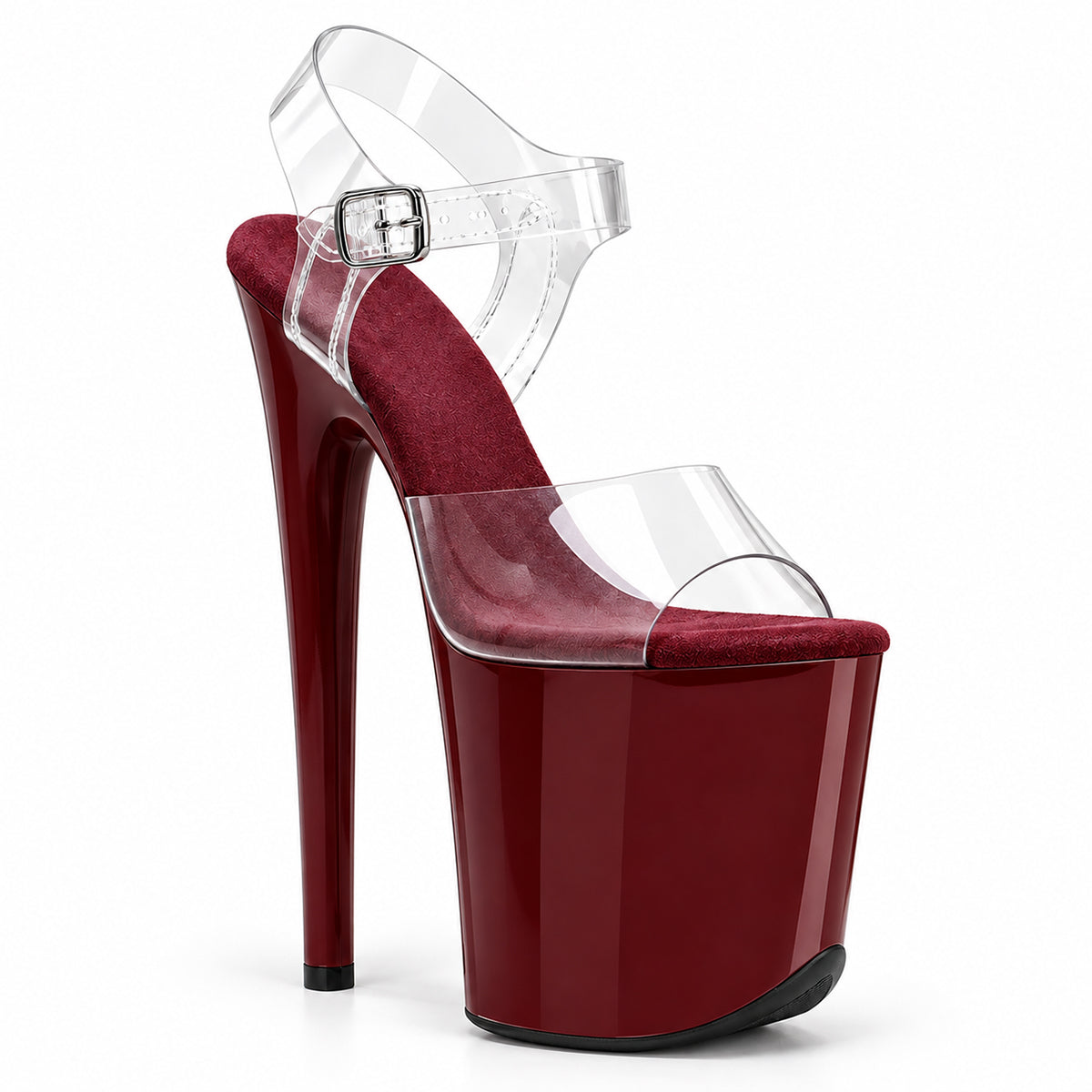 Pole with Me 20 cm /8inch platform high-heeled sandals, featuring a transparent PVC upper designed specifically for pole dancing and stage performances.