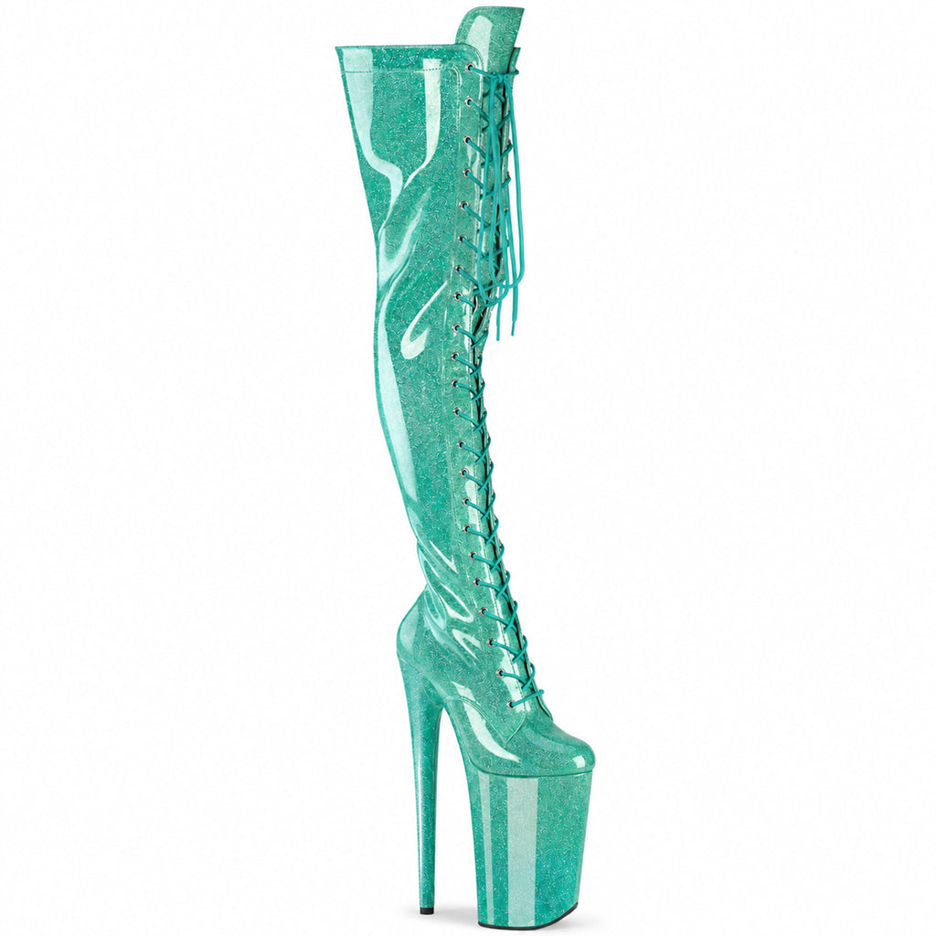 23CM/9inch Extreme High Heel Platform Thigh High Boots, Glitter Lace-Up Over The Knee Pole Dance Boots – Pole with me