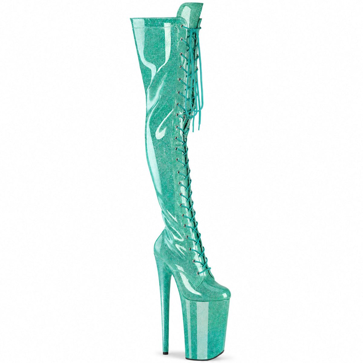 23CM/9inch Extreme High Heel Platform Thigh High Boots, Glitter Lace-Up Over The Knee Pole Dance Boots – Pole with me