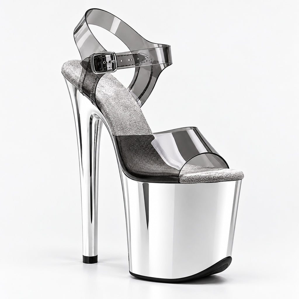 Polewithme 20CM / 8Inch Peep Toe chrome platform Pole Dance Heels