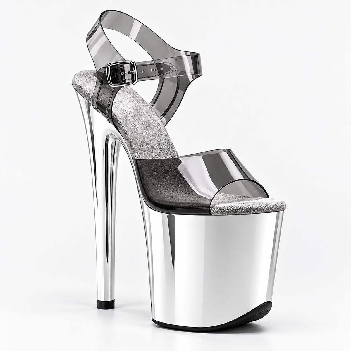 Polewithme 20CM / 8Inch Peep Toe chrome platform Pole Dance Heels