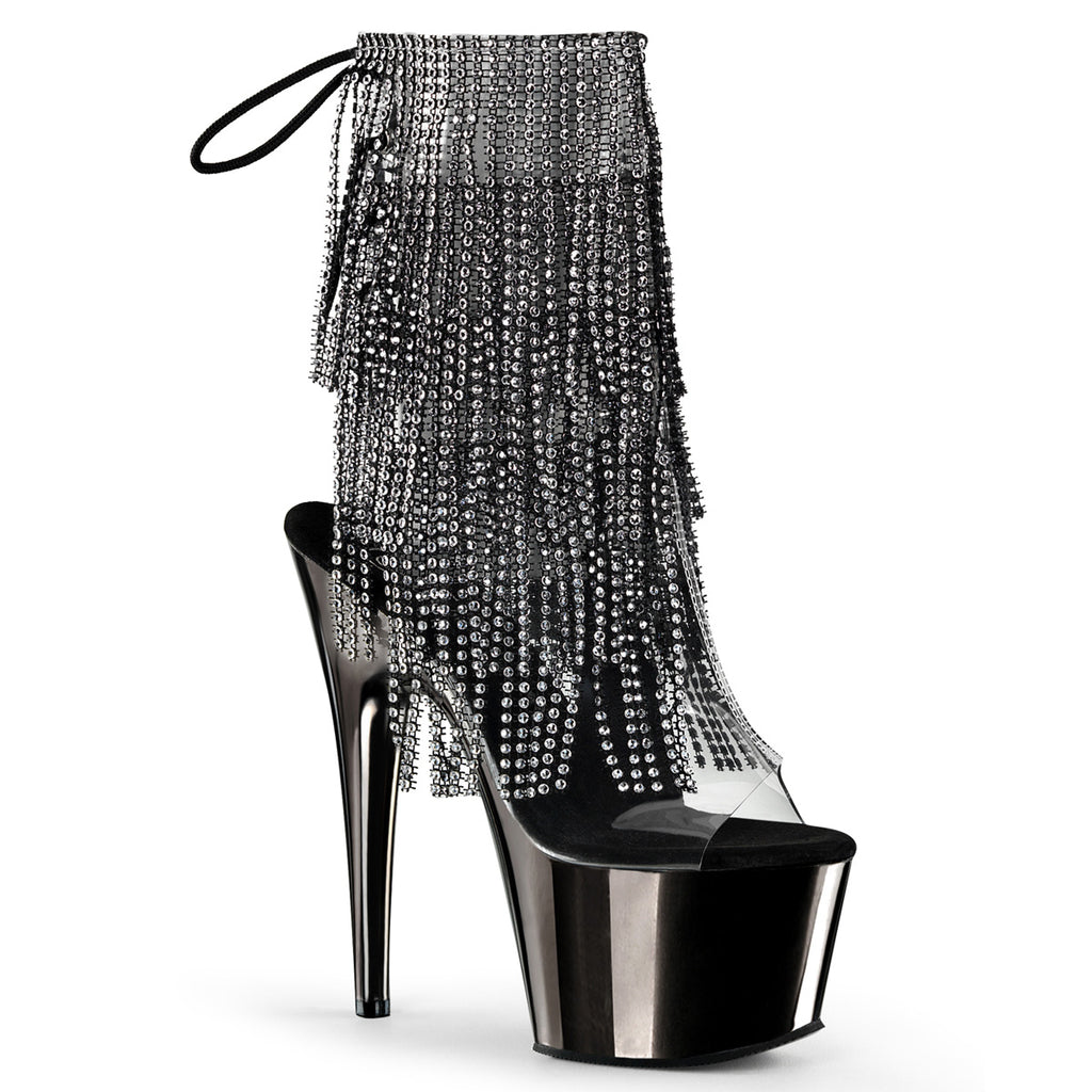 17CM/7inch High Heel chrome platform Sandals, Rhinestone Fringe Lace-Up Pole Dance Sandals for Stage & Club – Pole with me