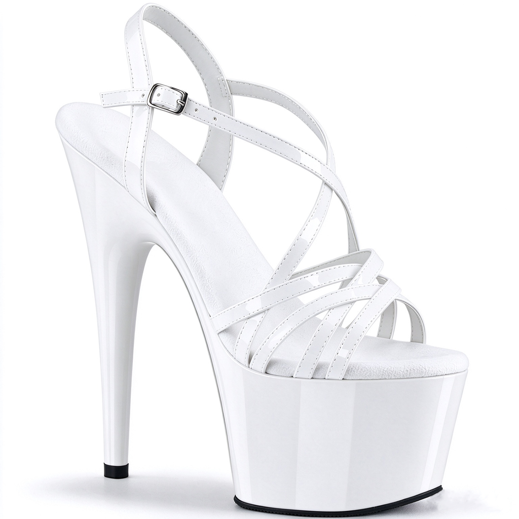 17CM/7inch High Heel Platform Sandals, Crisscross Strap Ankle Buckle Pole Dance Sandals.