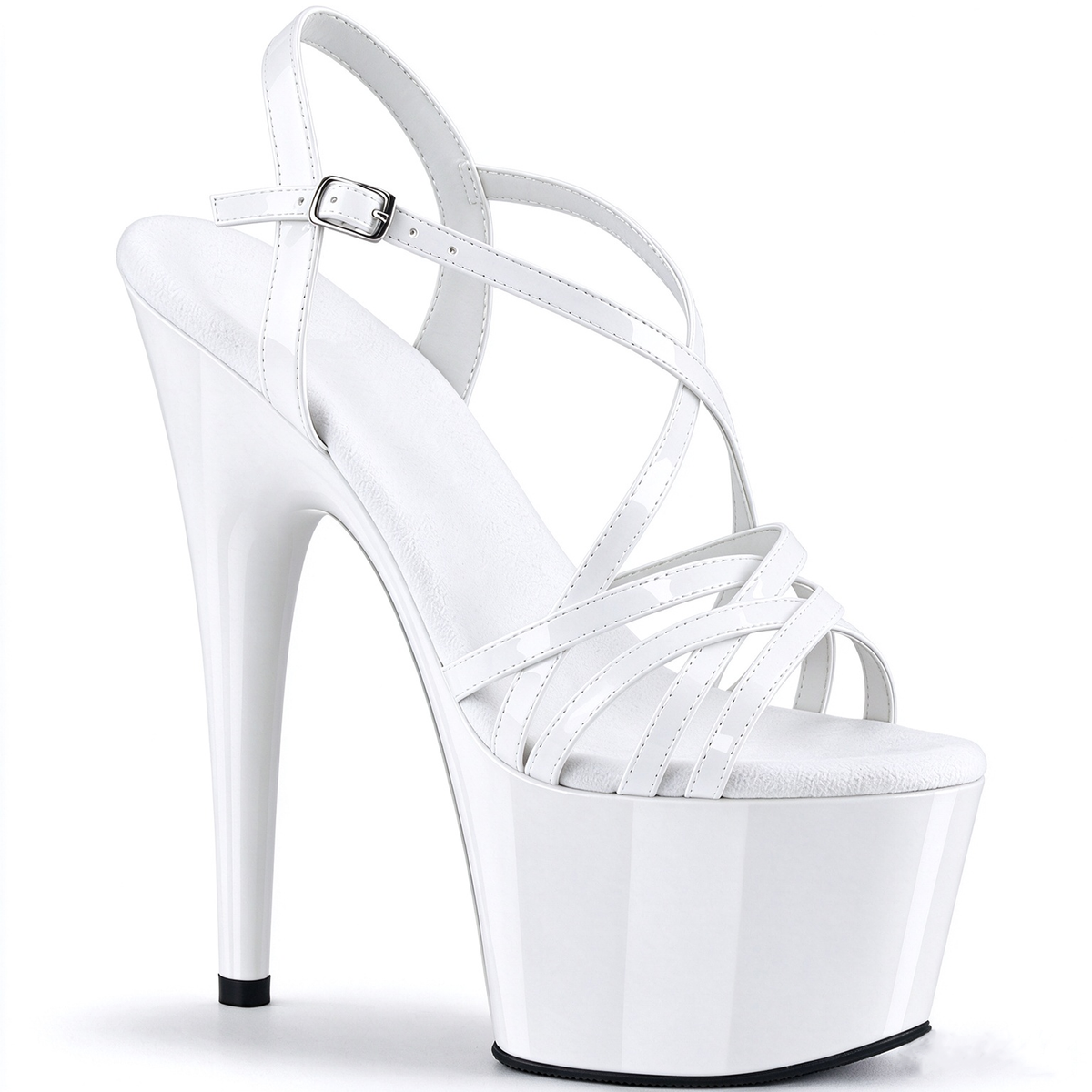 17CM/7inch High Heel Platform Sandals, Crisscross Strap Ankle Buckle Pole Dance Sandals.