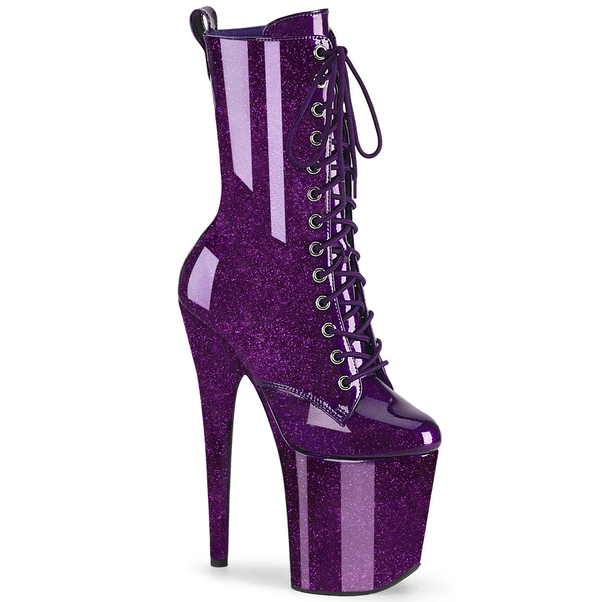 20CM/8inch Extreme High Heel Platform Mid Calf Boots, Glitter Lace-Up Stiletto Pole Dance Boots – Pole with me