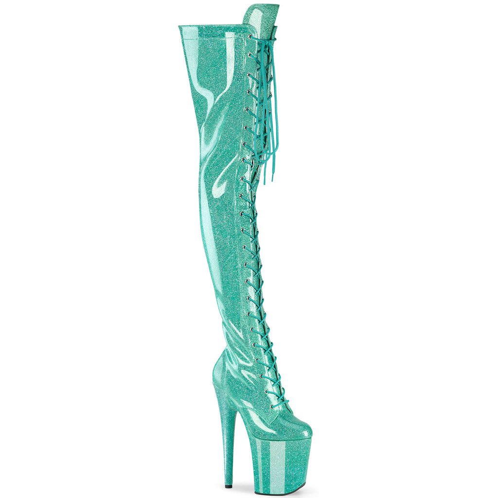 20CM/8inch Extreme High Heel Platform Thigh High Boots, Glitter Lace-Up Over The Knee Pole Dance Boots – Pole with me