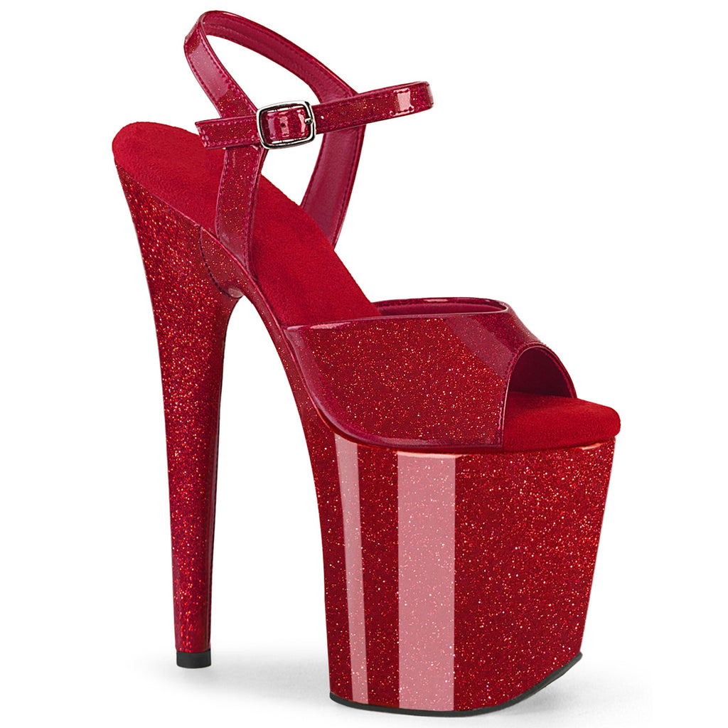 Polewithme 20cm /8inch platform high-heeled sandals, crafted from glossy glitter leather—designed specifically for pole dancing and stage performances.