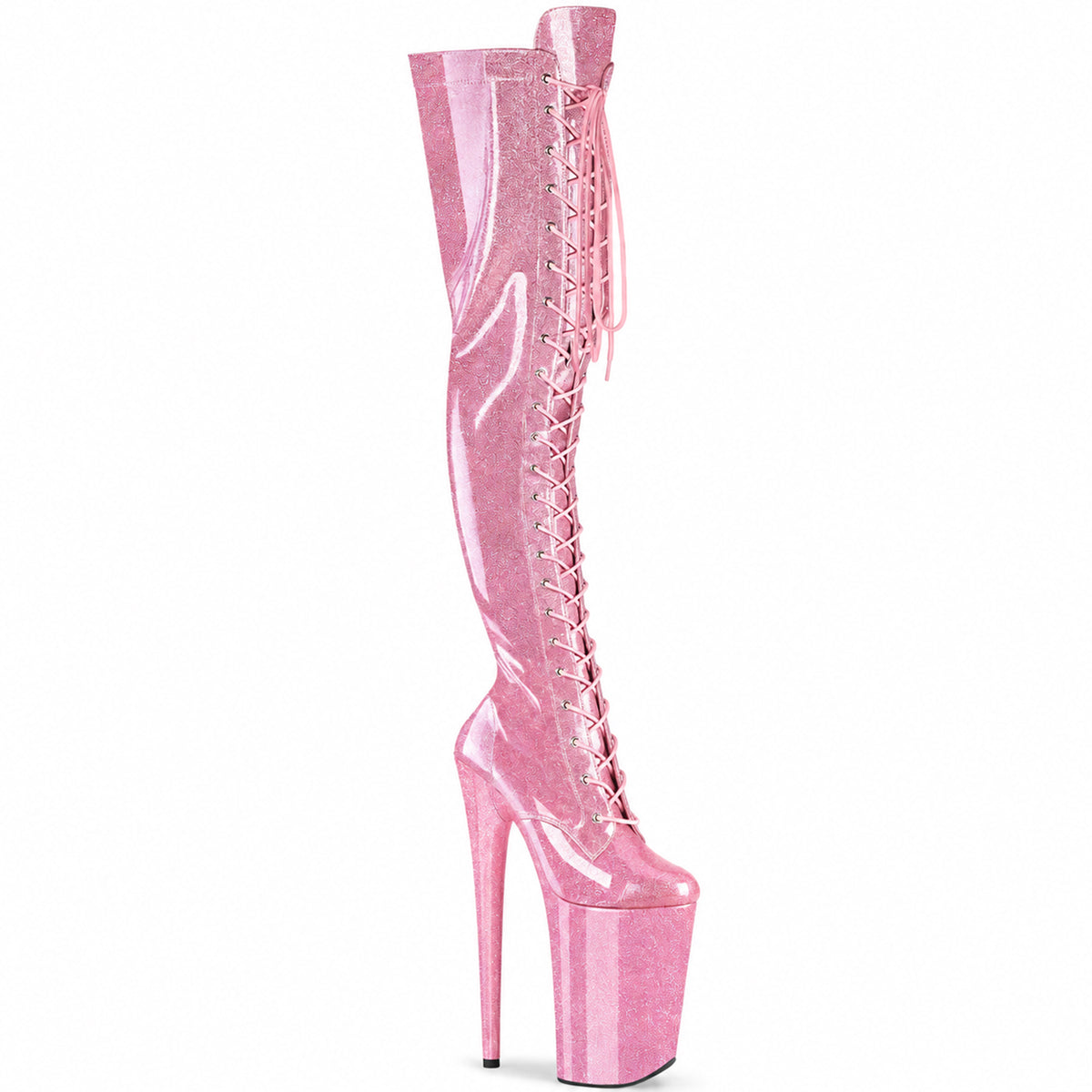 23CM/9inch Extreme High Heel Platform Thigh High Boots, Glitter Lace-Up Over The Knee Pole Dance Boots – Pole with me