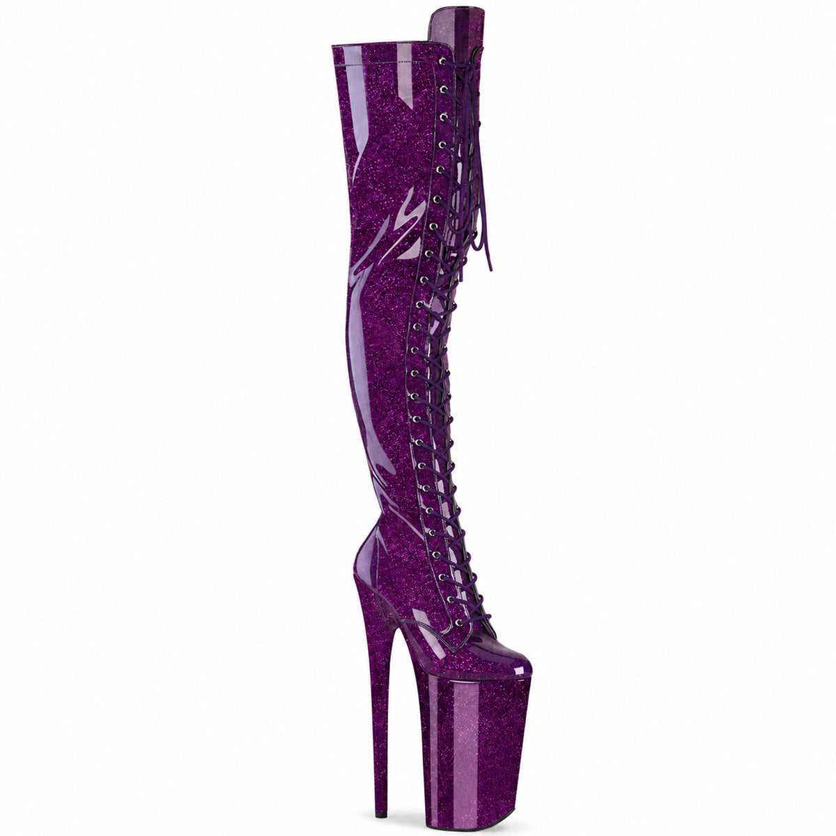 23CM/9inch Extreme High Heel Platform Thigh High Boots, Glitter Lace-Up Over The Knee Pole Dance Boots – Pole with me