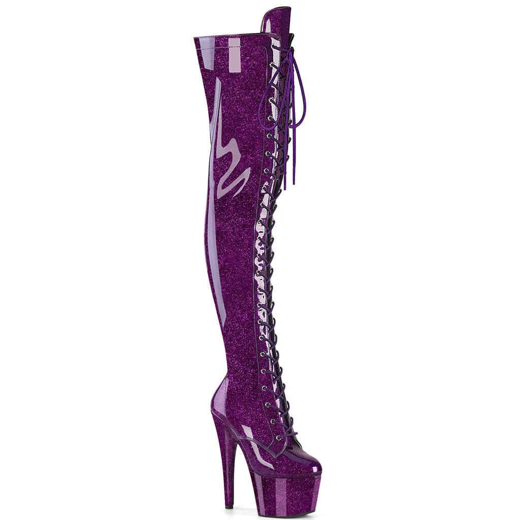 17CM/7inch Extreme High Heel Platform Thigh High Boots, Glitter Lace-Up Over The Knee Pole Dance Boots – Pole with me