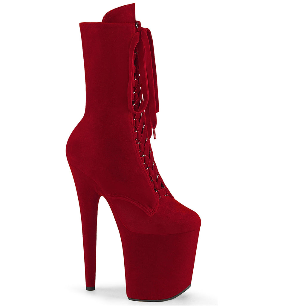 20CM/8inch Extreme High Heel Platform Ankle Boots, Velvet Lace-Up Stiletto Pole Dance Boots – Pole with me