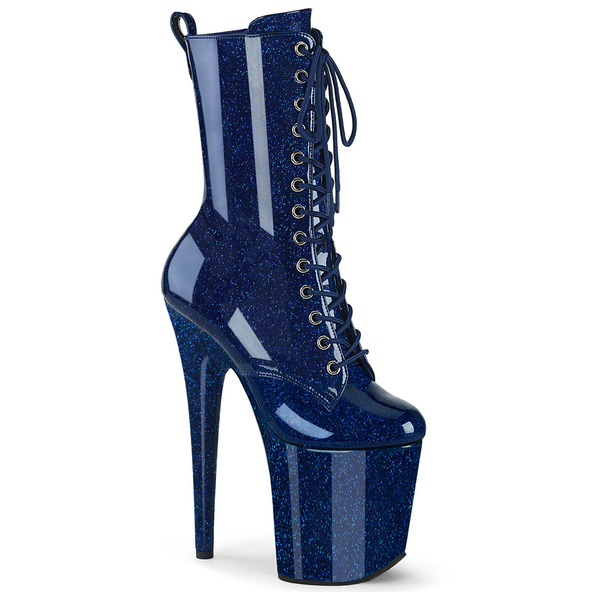 20CM/8inch Extreme High Heel Platform Mid Calf Boots, Glitter Lace-Up Stiletto Pole Dance Boots – Pole with me