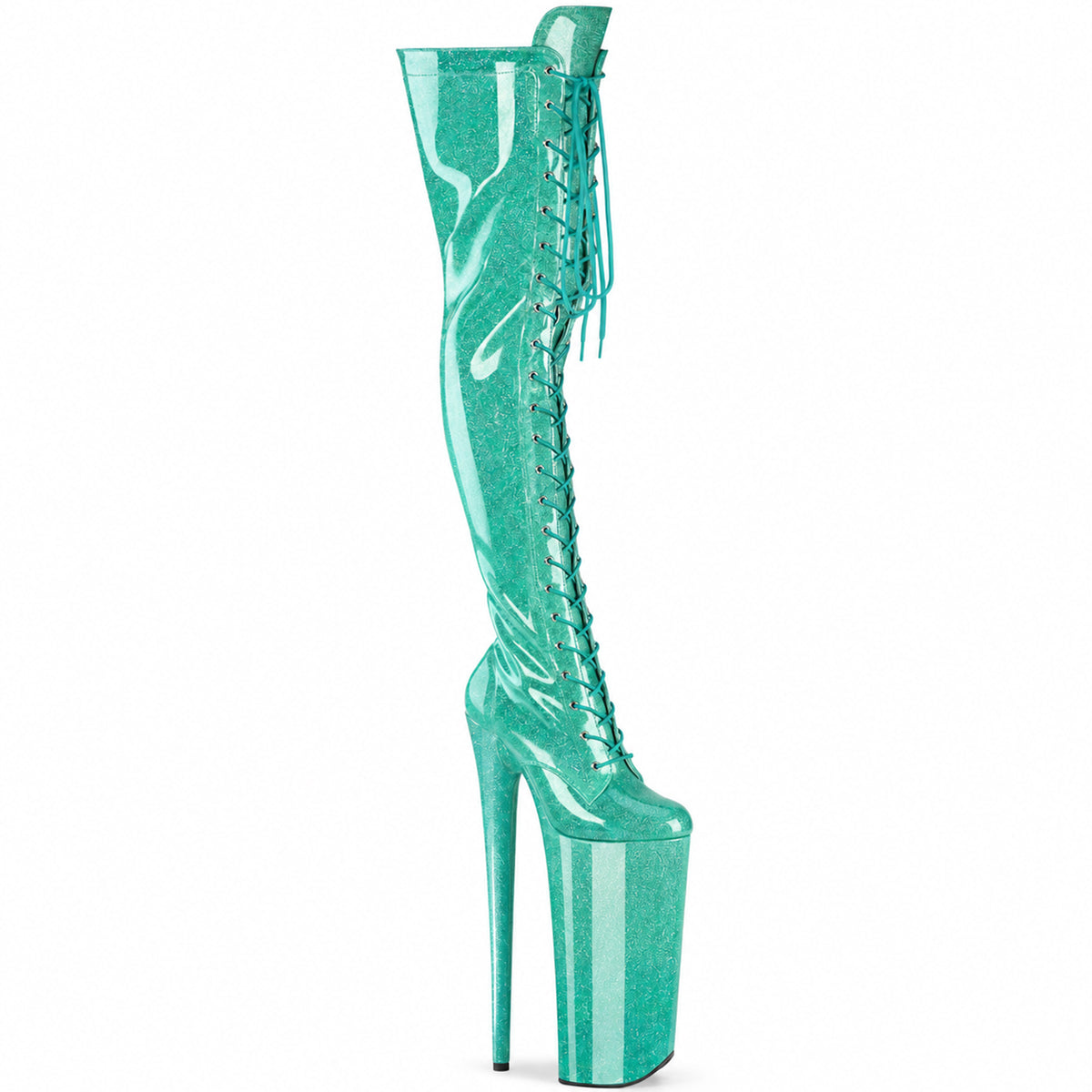 26CM/10inch Extreme High Heel Platform Thigh High Boots, Glitter Lace-Up Over The Knee Pole Dance Boots – Pole with me