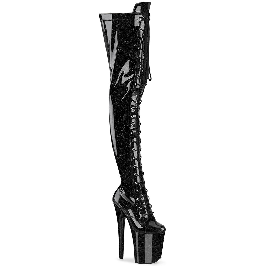 20CM/8inch Extreme High Heel Platform Thigh High Boots, Glitter Lace-Up Over The Knee Pole Dance Boots – Pole with me