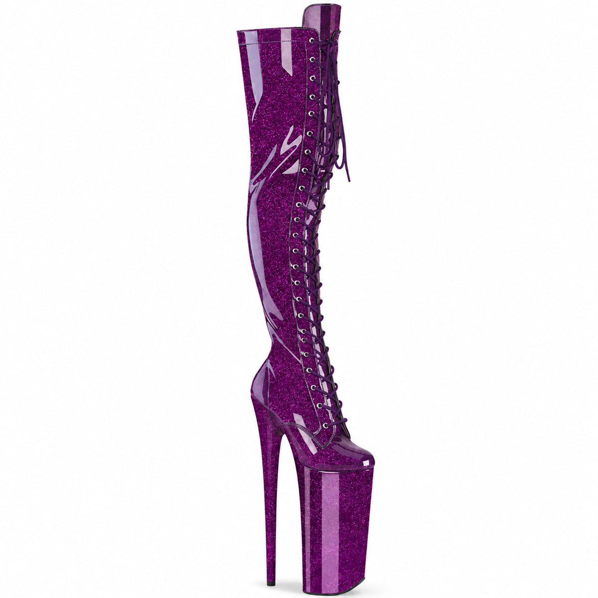26CM/10inch Extreme High Heel Platform Thigh High Boots, Glitter Lace-Up Over The Knee Pole Dance Boots – Pole with me