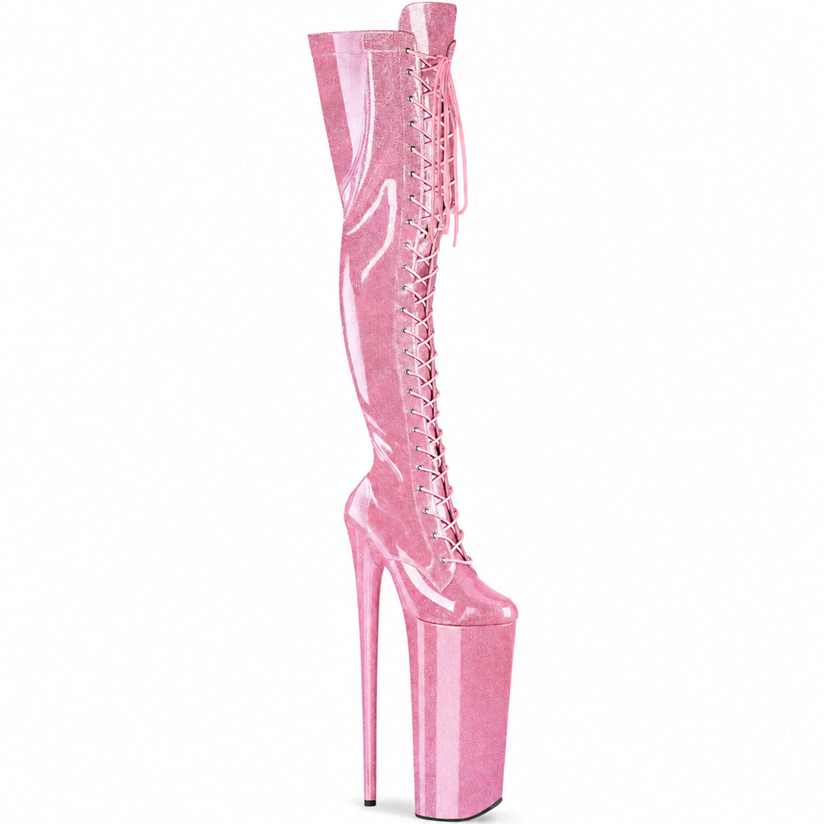 26CM/10inch Extreme High Heel Platform Thigh High Boots, Glitter Lace-Up Over The Knee Pole Dance Boots – Pole with me