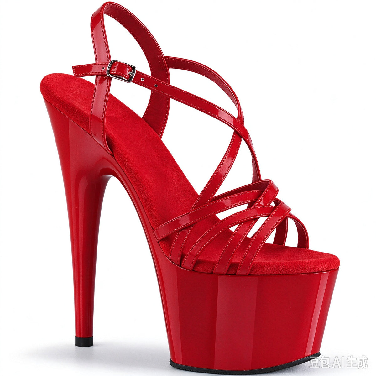 17CM/7inch High Heel Platform Sandals, Crisscross Strap Ankle Buckle Pole Dance Sandals.